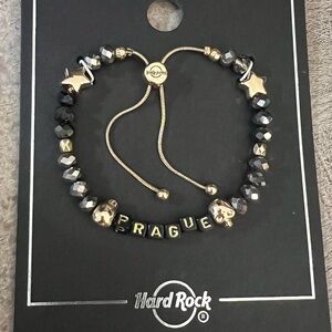 Hard Rock Cafe Prague Black and Gold Bracelet